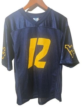 Vintage West Virginia Mountaineers #12 Football Jersey Navy Gold NCAA Men's M